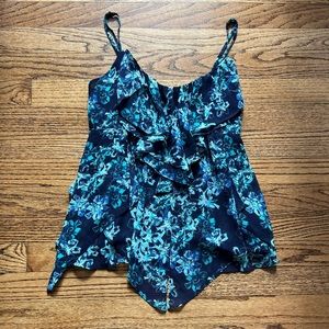 Forever 21 Navy Blue Floral Tank Top XS